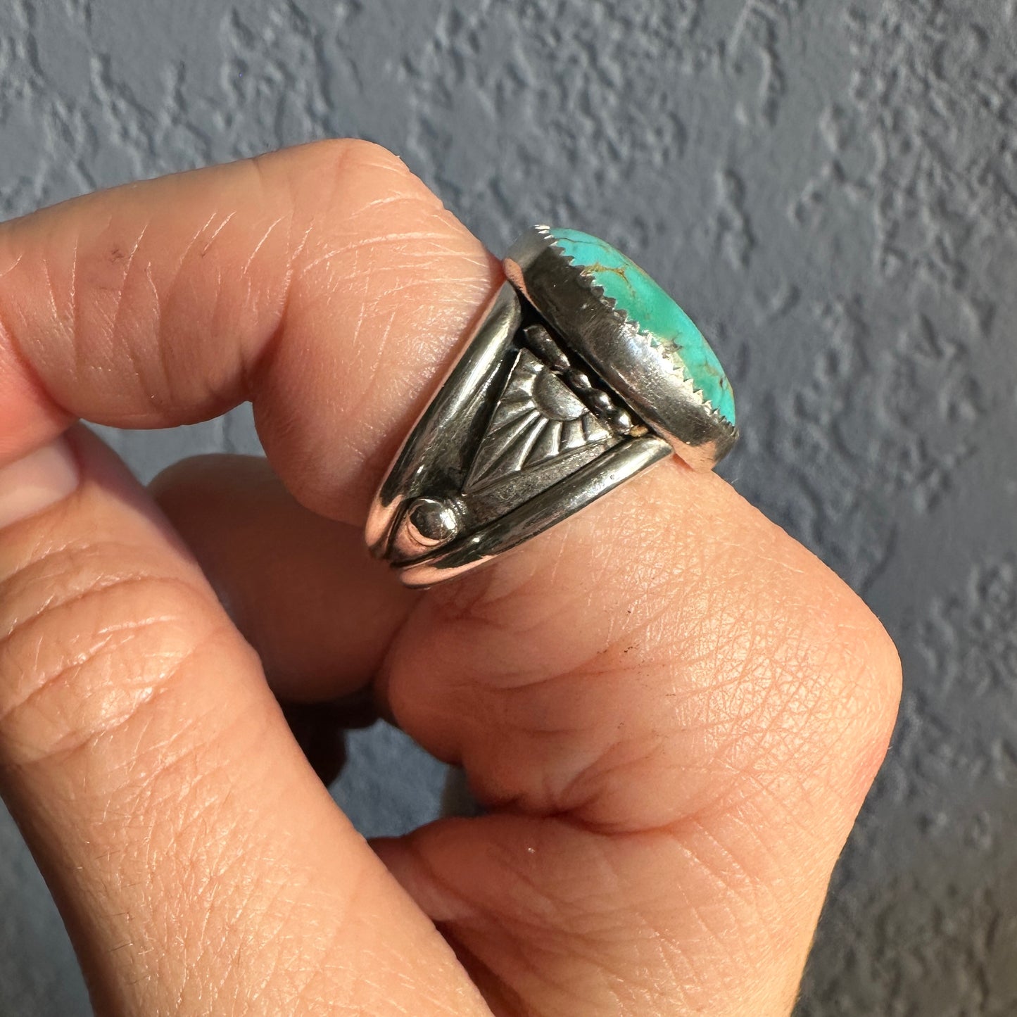 Turquoise Sun Wide Band Ring