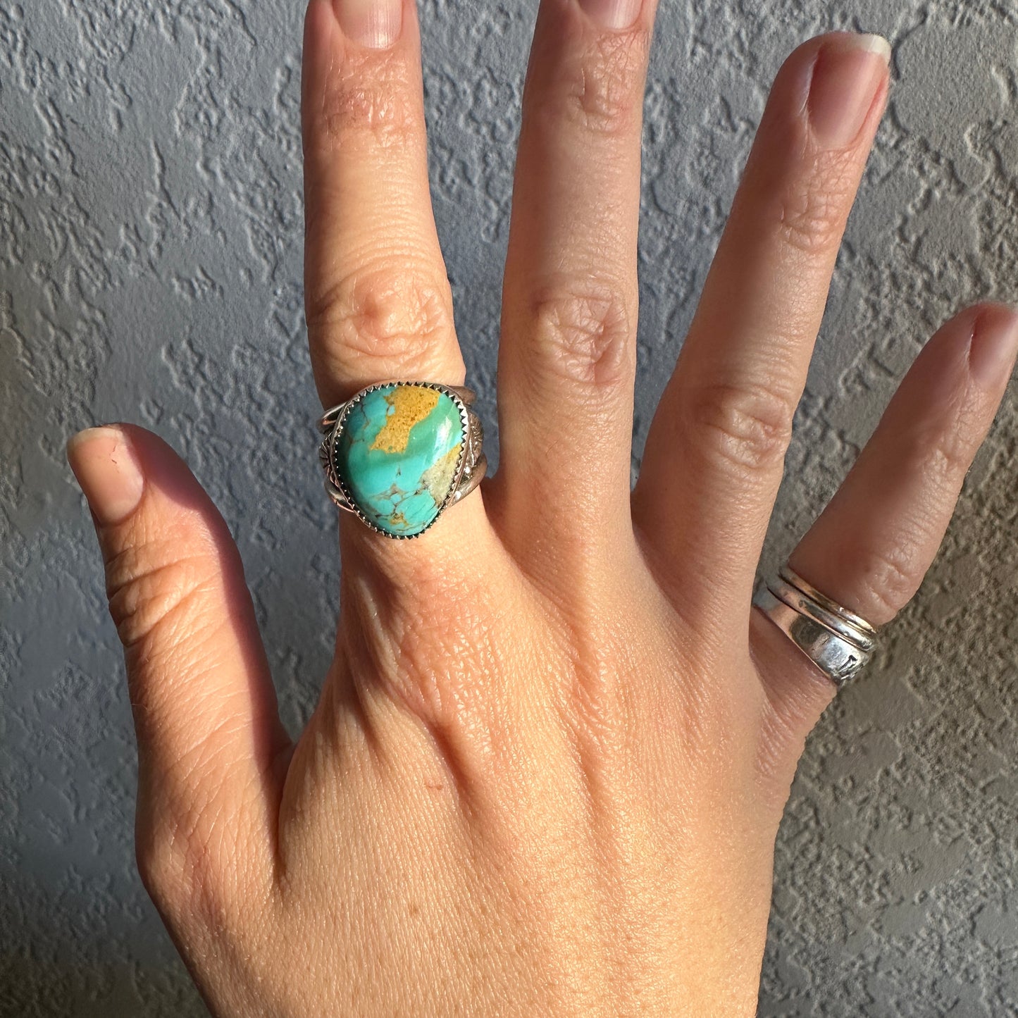 Turquoise Sun Wide Band Ring