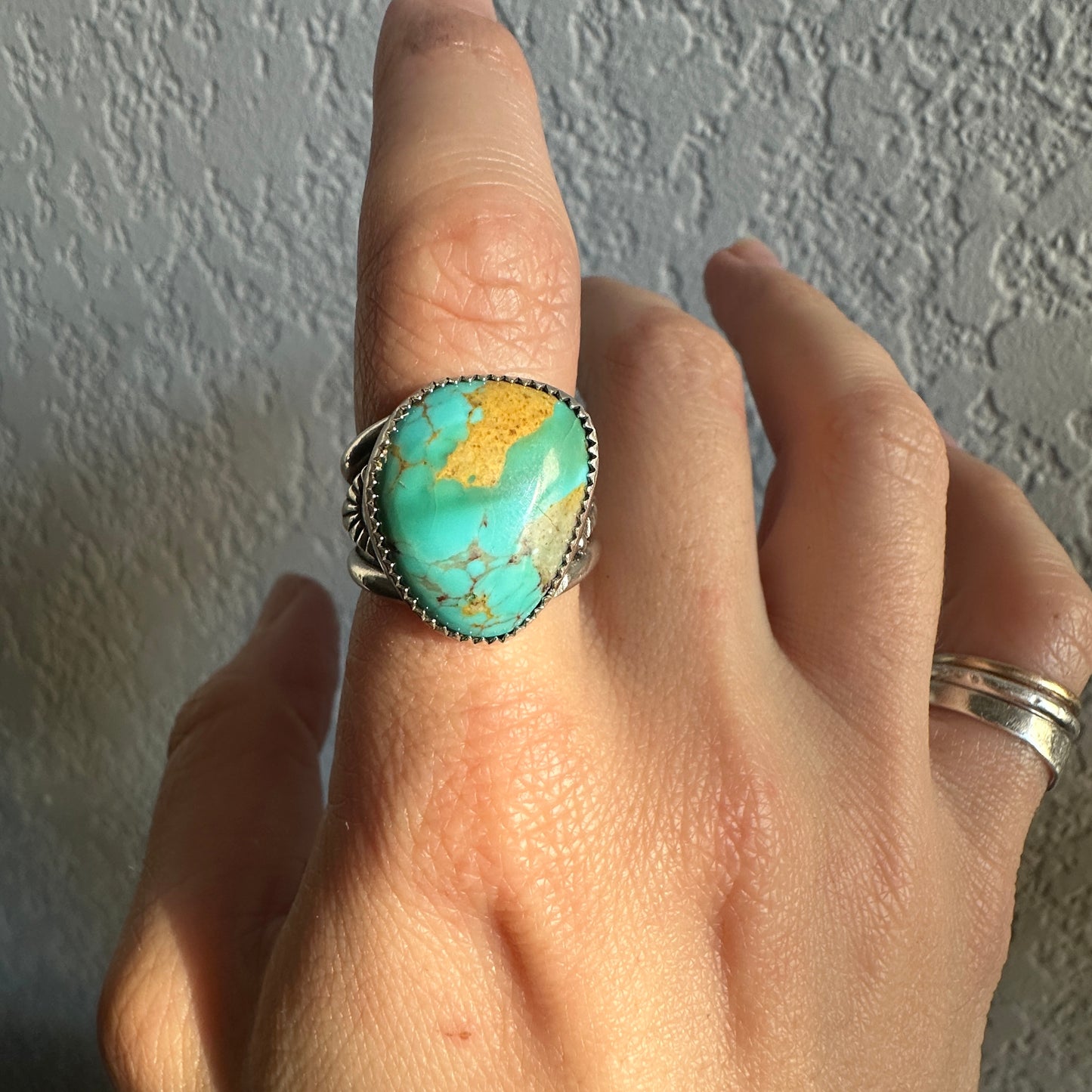 Turquoise Sun Wide Band Ring